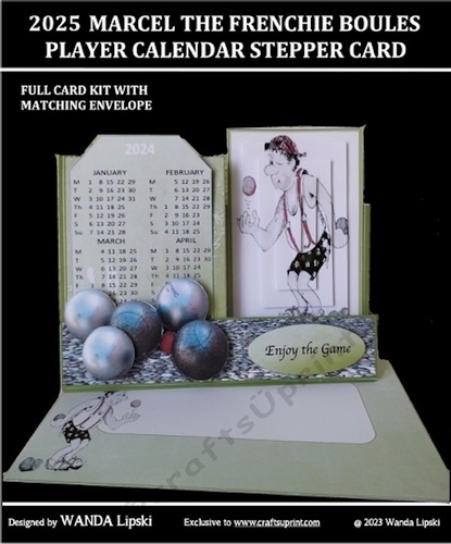 2025 MARCEL THE FRENCHIE BOULES PLAYER CALENDAR STEPPER CARD