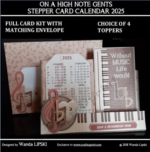 2025 ON A HIGH NOTE GENTS CALENDAR STEPPER CARD