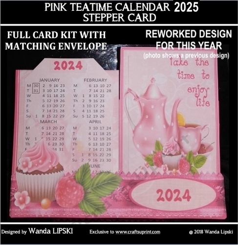 2025 PINK TEATIME CALENDAR STEPPER CARD
