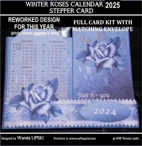 2025 WINTER ROSES CALENDAR STEPPER CARD