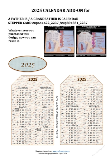 2025 ADD ON FOR A FATHER/GRANDFATHER IS STEPPER CALENDAR CARD