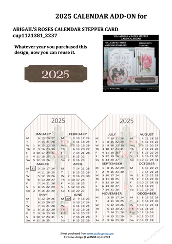 2025 ADD-ON FOR ABIGAILS ROSES STEPPER CALENDAR CARD