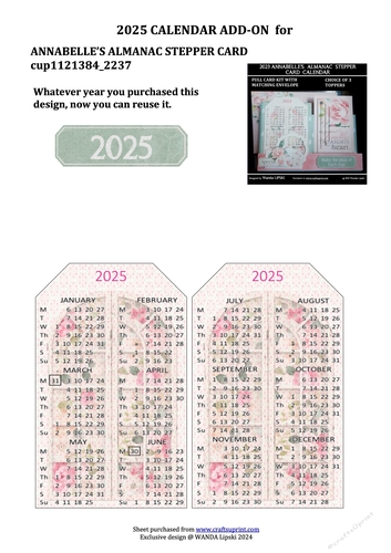 2025 ADD-ON FOR ANNABELLES ALMANAC STEPPER CALENDAR CARD