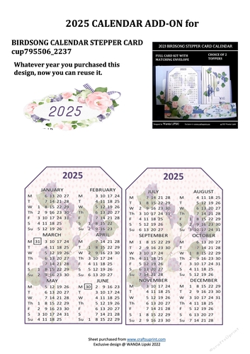 2025 ADD-ON FOR BIRDSONG STEPPER CALENDAR CARD