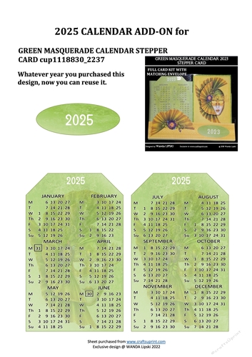 2025 ADD-ON FOR GREEN MASQUERADE STEPPER CALENDAR CARD