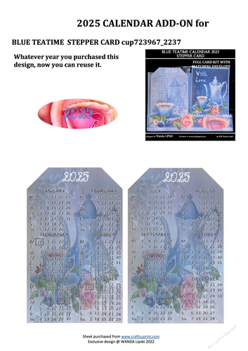 2025 ADD-ON FOR BLUE TEATIME STEPPER CALENDAR CARD