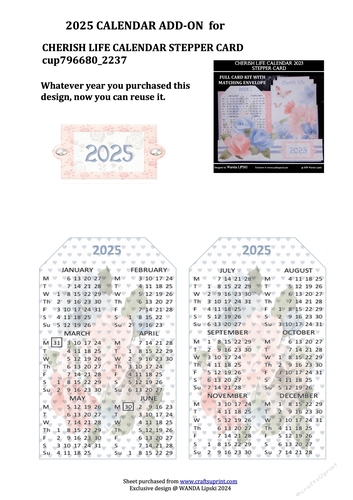 2025 ADD-ON FOR CHERISH LIFE STEPPER CALENDAR CARD