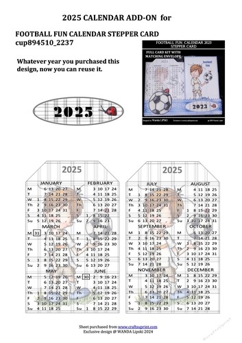 2025 ADD-ON FOR FOOTBALL FUN STEPPER CALENDAR CARD