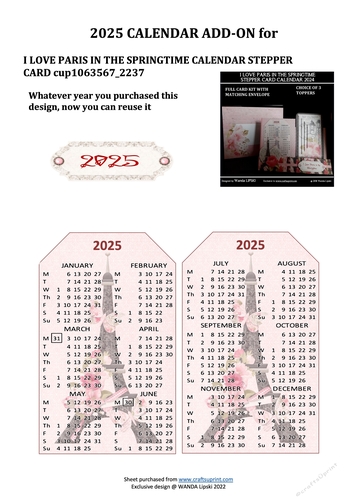 2025 ADD-ON FOR I LOVE PARIS IN THE SPRINGTIME STEPPER CALENDAR CARD