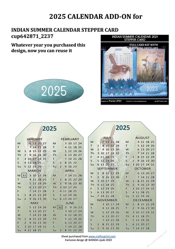 2025 ADD-ON FOR INDIAN SUMMER STEPPER CALENDAR CARD