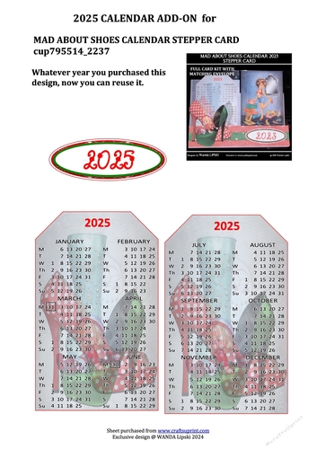 2025 ADD-ON FOR MAD ABOUT SHOES STEPPER CALENDAR CARD