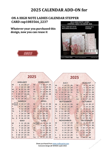 2025 ADD-ON FOR ON A HIGH NOTE LADIES STEPPER CALENDAR CARD
