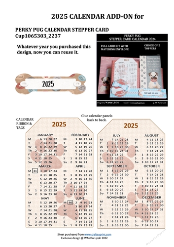 2025 ADD-ON FOR PERKY PUG STEPPER CALENDAR CARD