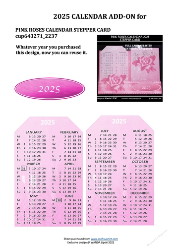 2025 ADD-ON FOR PINK ROSES STEPPER CALENDAR CARD