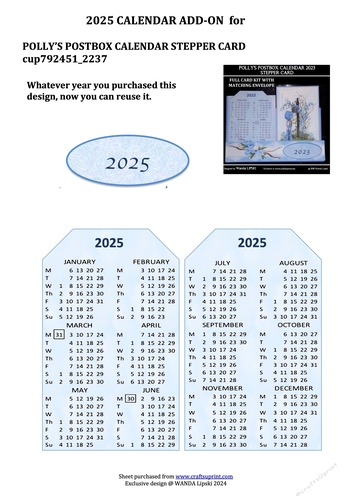 2025 ADD-ON FOR POLLYS POSTBOX STEPPER CALENDAR CARD