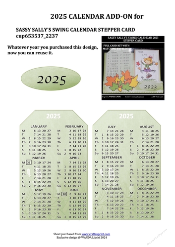 2025 ADD-ON FOR SASSY SALLYS SWING STEPPER CALENDAR CARD