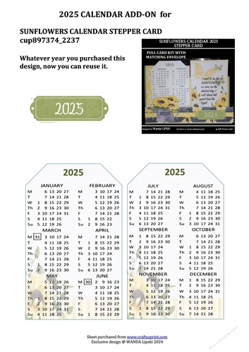 2025 ADD-ON FOR SUNFLOWERS STEPPER CALENDAR CARD
