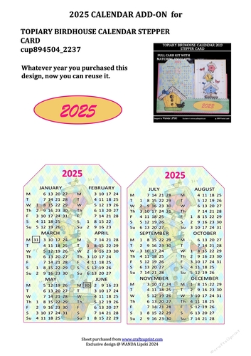 2025 ADD-ON FOR TOPIARY BIRDHOUSE STEPPER CALENDAR CARD