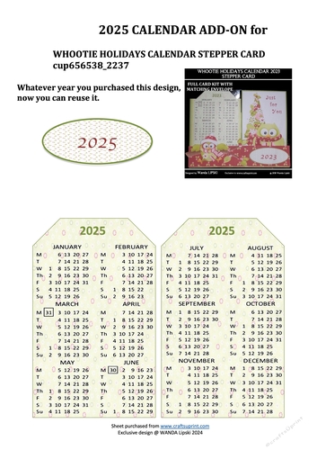 2025 ADD-ON FOR WHOOTIE HOLIDAYS STEPPER CALENDAR CARD