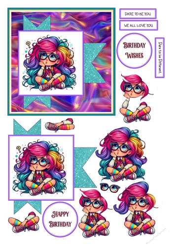 DARE TO BE YOU QUIRKY GIRL BIRTHDAY CARD FRONT