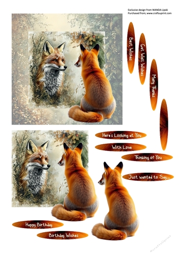 HERES LOOKING AT YOU WOODLAND FOX ALL OCCASIONS CARD FRONT