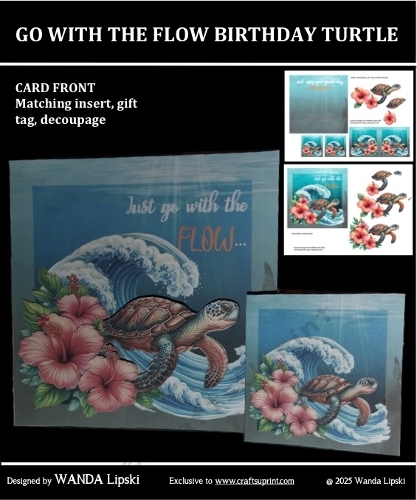 GO WITH THE FLOW BIRTHDAY TURTLE CARD TOPPER