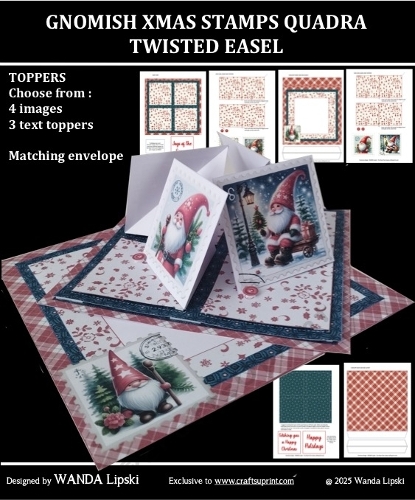 GNOMISH CHRISTMAS STAMPS QUADRA EASEL
