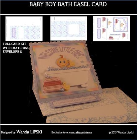 Baby Boy Bathtime New Baby Easel Card