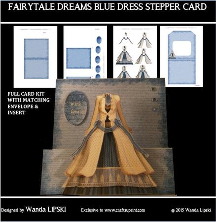Fairytale Dreams Blue Dress Stepper Card