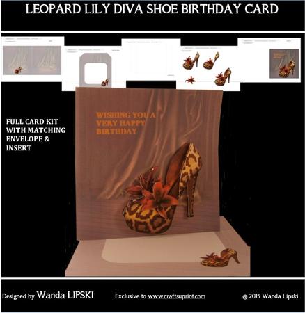 Leopard Lily Diva Shoe Birthday Card