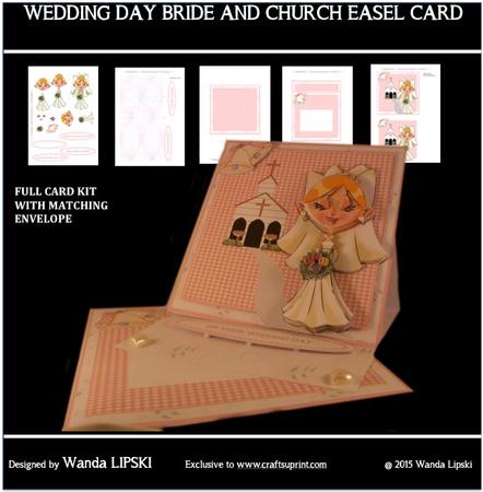 Wedding Day Bride at Church Easel Card