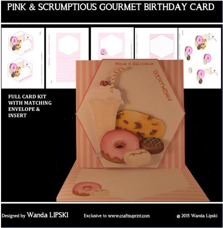 Pink and Scrumptious Gourmet Birthday Card