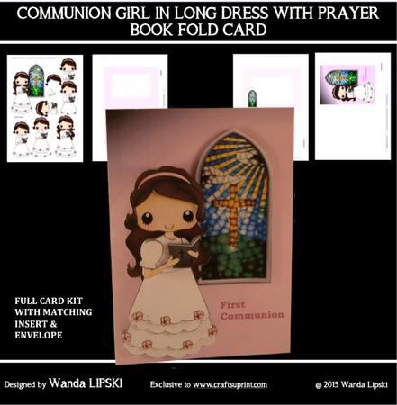 Communion Girl in Long Dress Fold Card