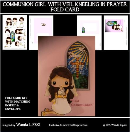 Communion Girl with Veil Kneeling in Prayer Complete Kit