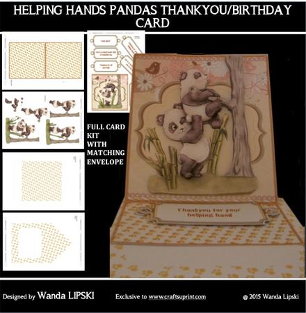 Helping Hands Pandas Thankyou Card
