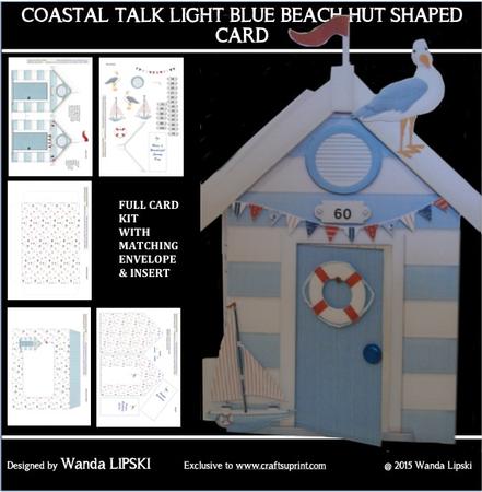 Coastal Talk Light Blue Beach Hut Shaped Card