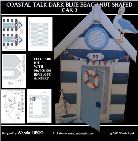 Coastal Talk Dark Blue Beach Hut Shaped Card