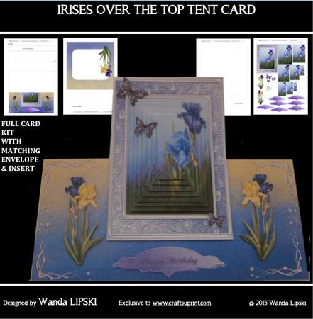 Irises Over the Top Tent Card