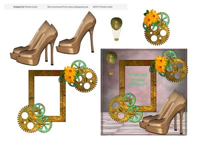 Steampunk Shoes Walk Tall on Your Birthday Card Front