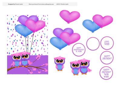 Love Owls Birthday or Anniversary Card Front