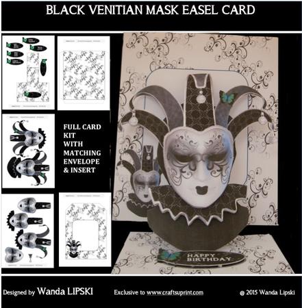 Black Venetian Mask Easel Card