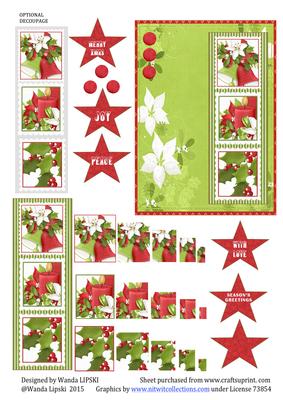 Christmas Linen Tripanel Card Front