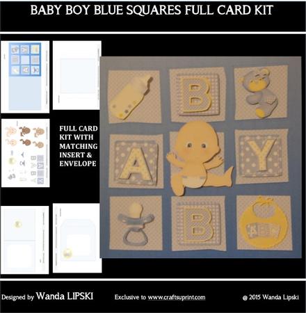 Baby Boy Blue Squares Full Card Kit