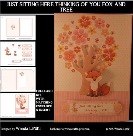 Just Sitting Here Thinking of You Fox and Tree Multi-use Card