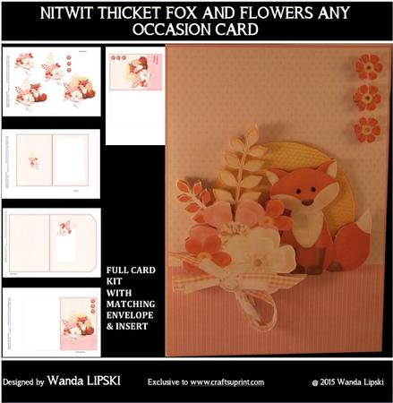 Nitwit Thicket Fox and Flowers Birthday or Any Occasion Card
