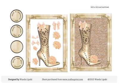 Cream Boot and Dahlia Card Front