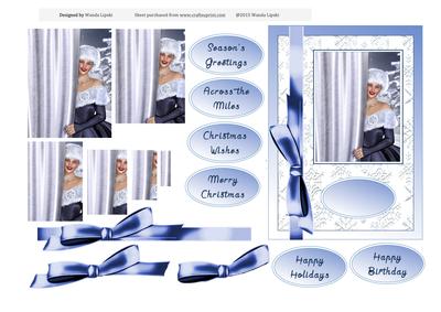 Winter Elegance in Blue Pyramid Card Front