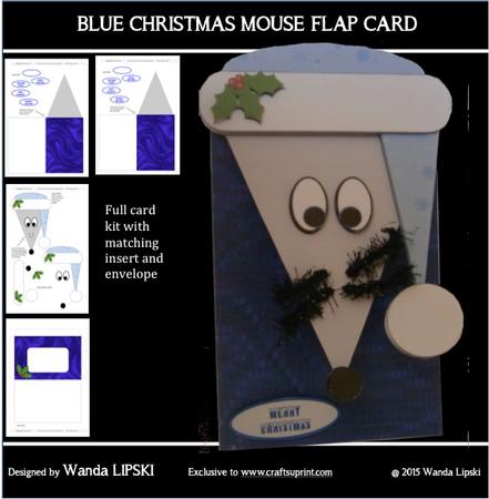 Blue Christmas Mouse Flap Card