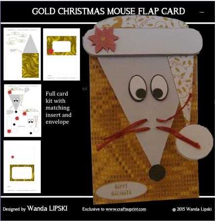 Gold Christmas Mouse Flap Card