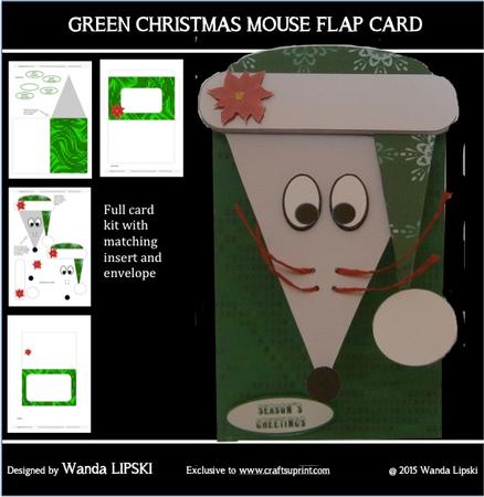 Green Christmas Mouse Flap Card